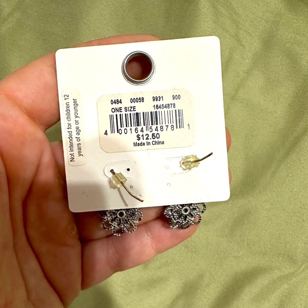 American Eagle Pink Flower Drop Earrings - Picture 2 of 2